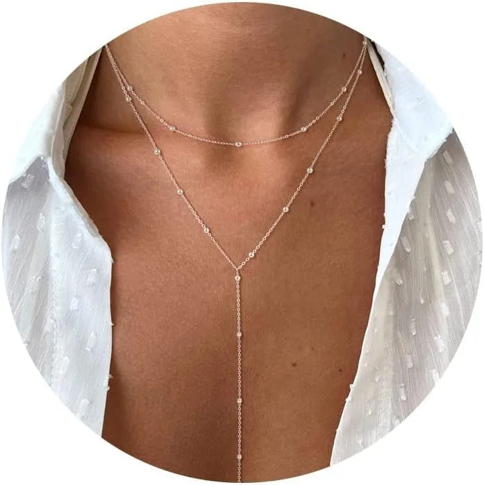 Celeste Layered Gold/Silver Lariat Necklace