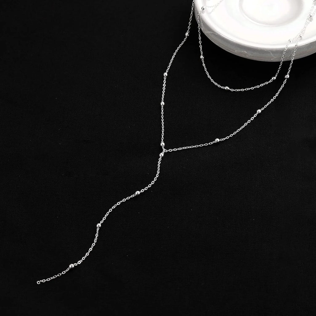 Celeste Layered Gold/Silver Lariat Necklace