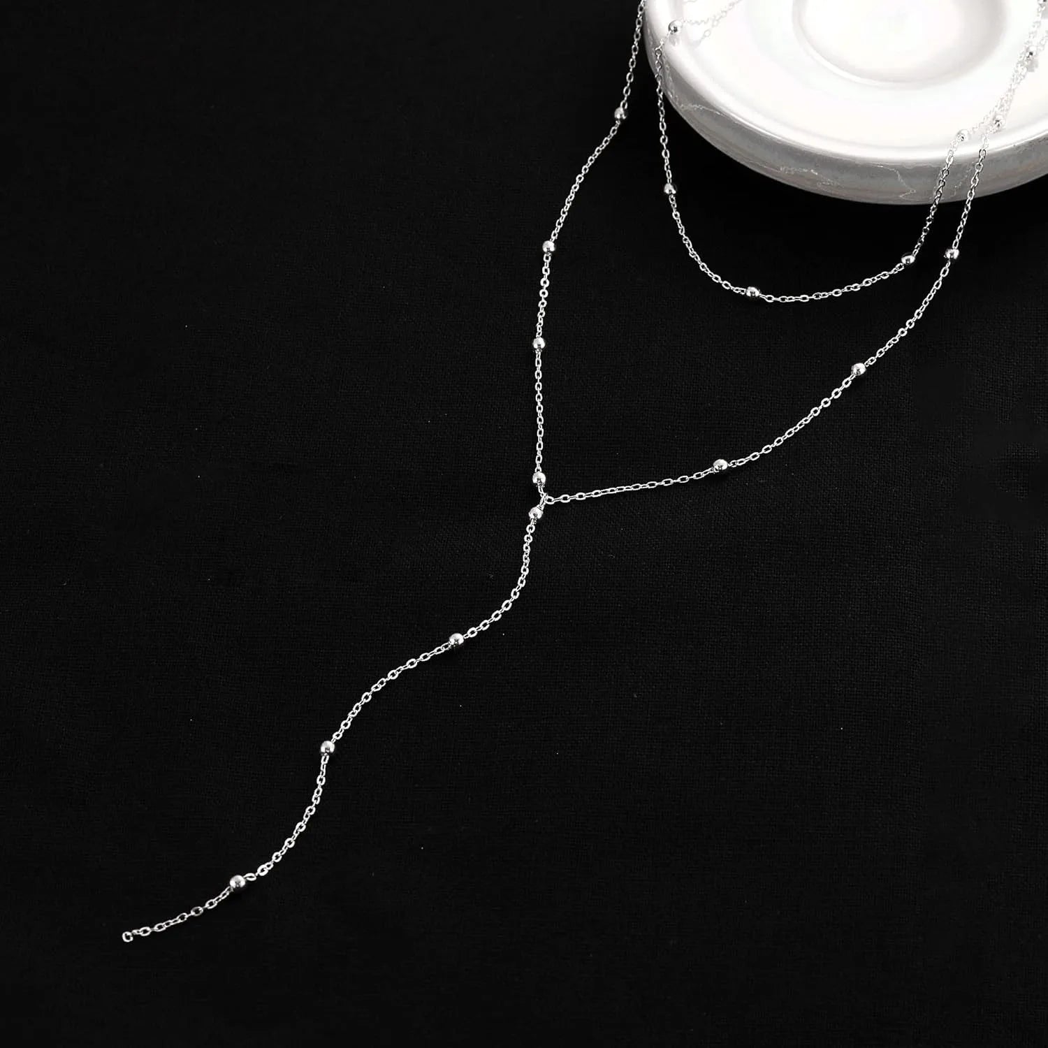 Celeste Layered Gold/Silver Lariat Necklace