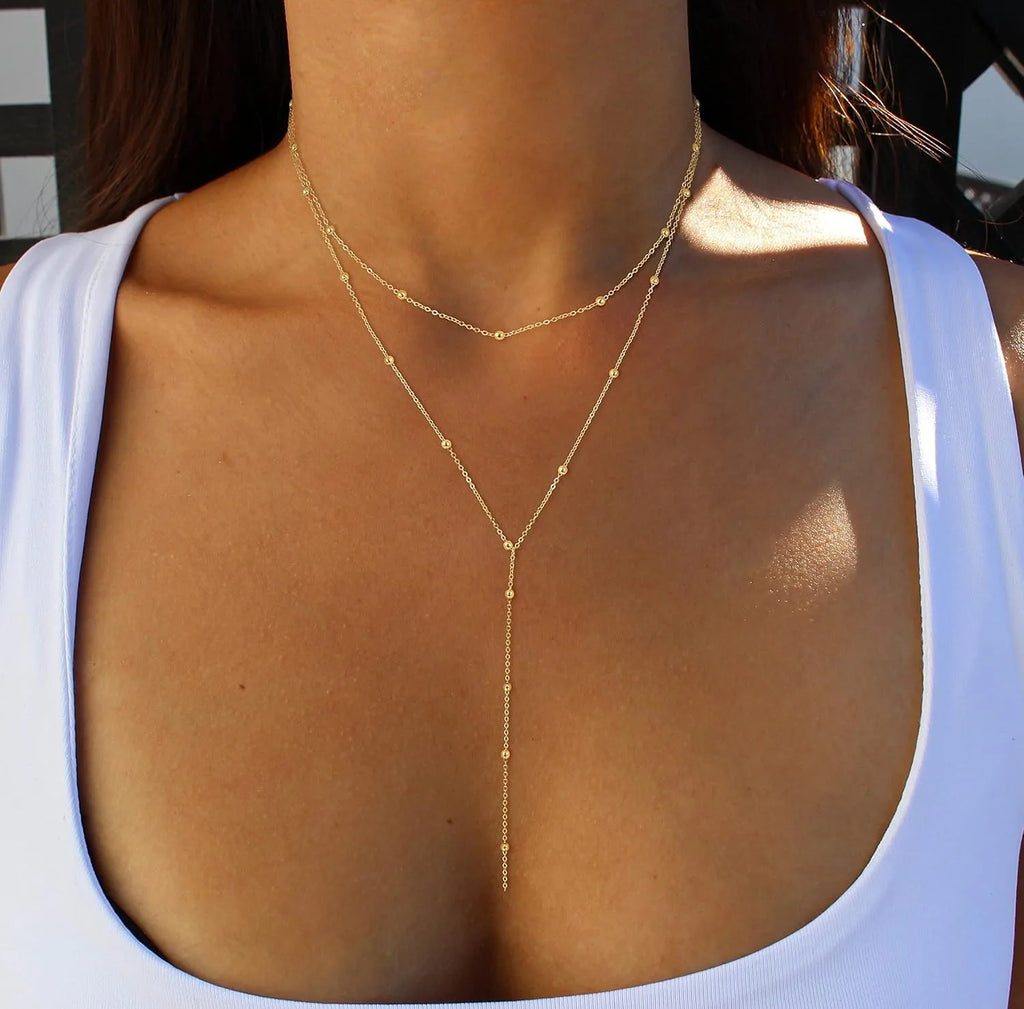 Celeste Layered Gold/Silver Lariat Necklace