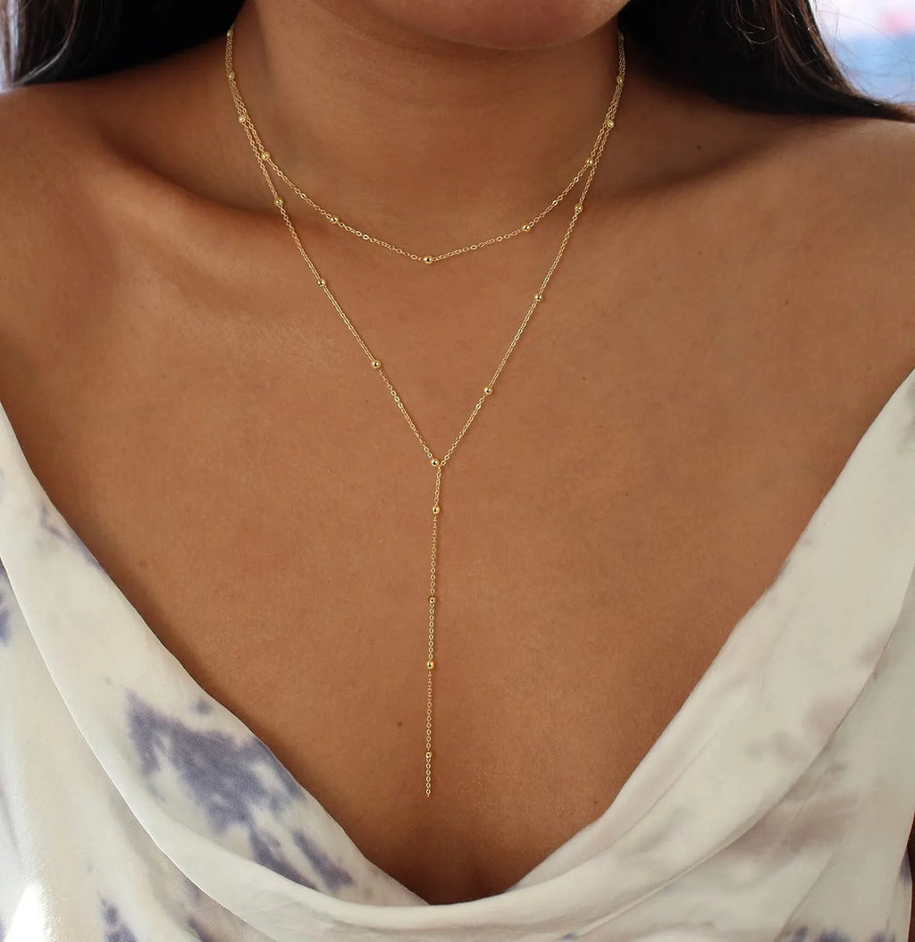 Celeste Layered Gold/Silver Lariat Necklace