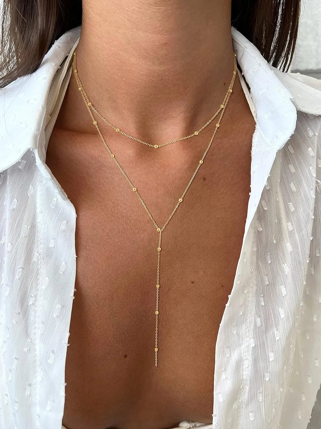 Celeste Layered Gold/Silver Lariat Necklace